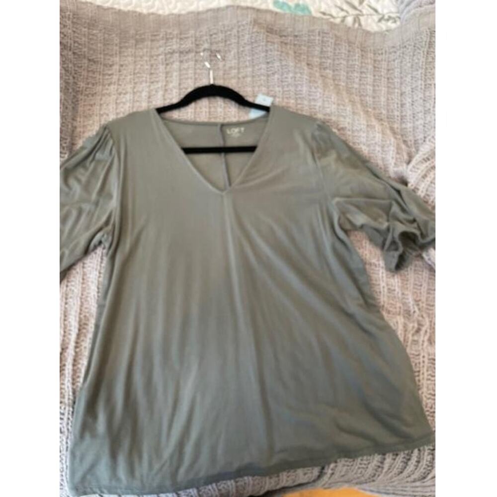 NWT Loft Shirt Size Large Petite Olive Green